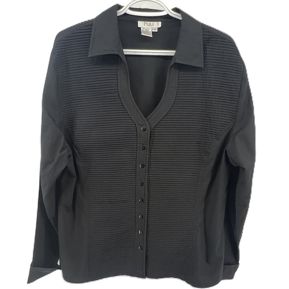 🖤PULI Black 100% Cotton Button-Up Shirt - Size 2X